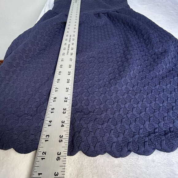 Maeve Womens Navy Blue Textured Sleeveless A-Line Dress Medium Scalloped Back - Picture 12 of 12